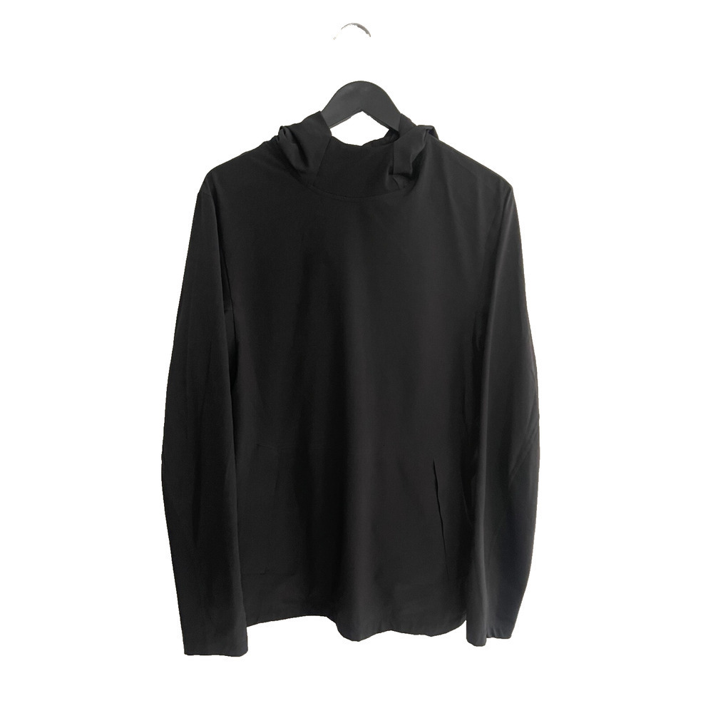 Lululemon Mens S Black Hoodie High Neck Front Vent Kangaroo Pockets Slim Top